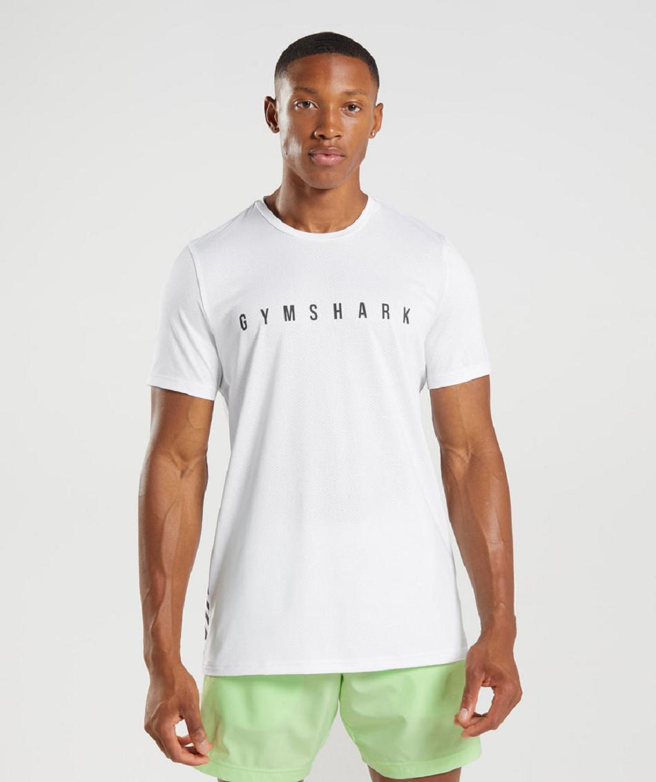 T Shirts Gymshark Deporte Stripe Hombre Blancas | CO 3446WNB